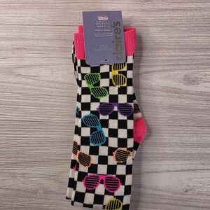 Claire's Knee High Socks Sunglasses Checkerboard Multicolor Size 9-11 NWT Retro